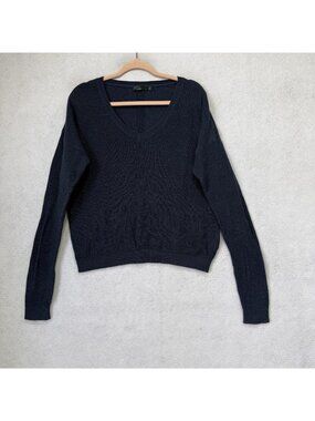 PrAna Sweater Womens Large Blue V Neck Long Sleeve Knit Pullover Organic Cotton